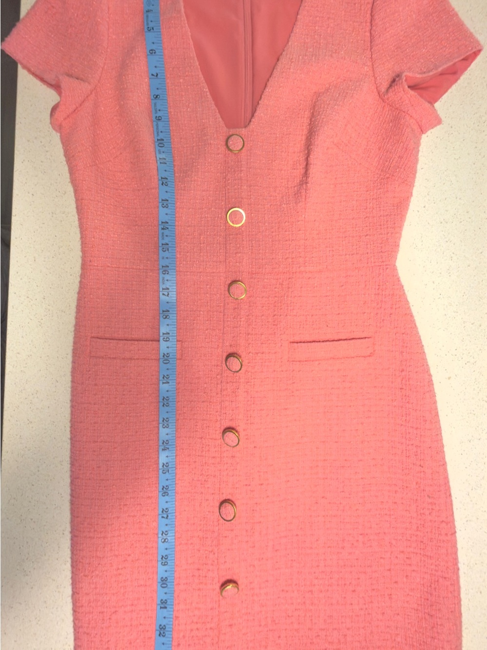 MILLY Genevie Pink Bouclé V Neck Dress  NWOT - Picture 14 of 14